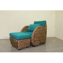 Unique Design Natural Water Hyacinth Arm Chair and Stool